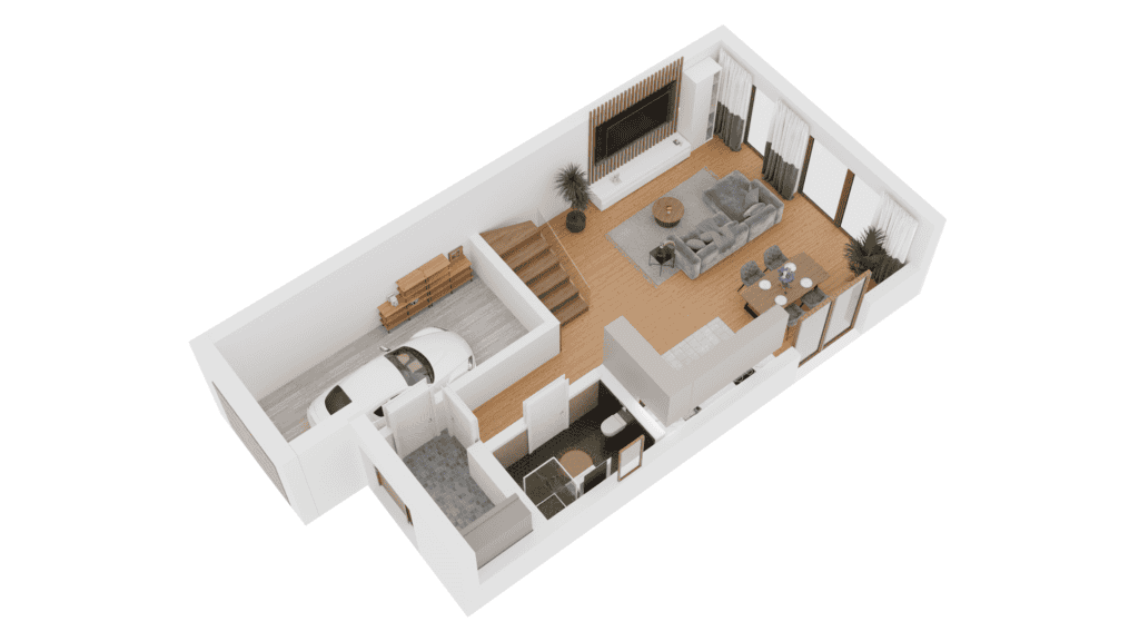 Plan parteru domu pasywnego Pless Park