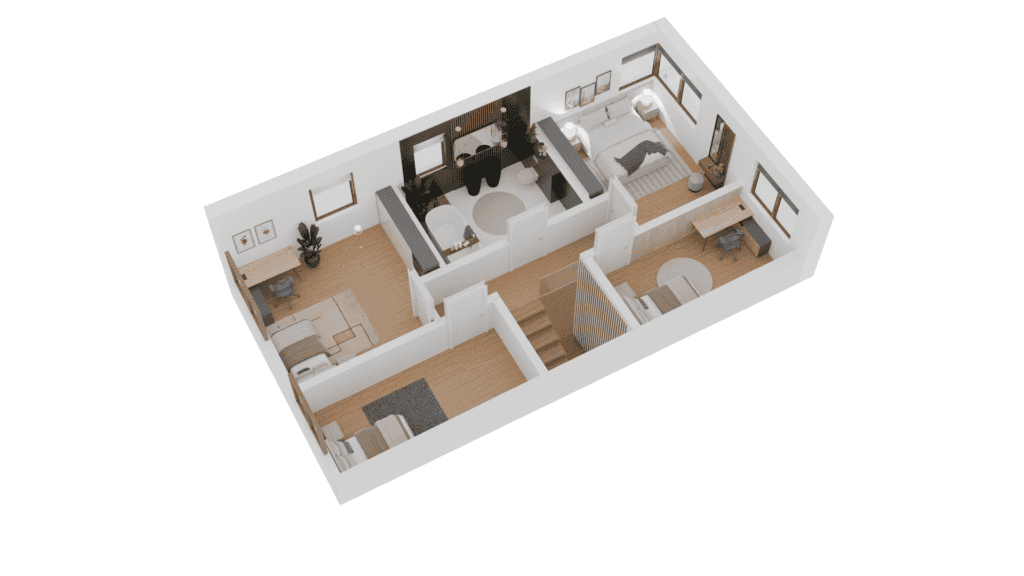 Plan piętra domu pasywnego Pless Park